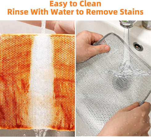 10 PCS Multipurpose Wire Dishwashing Rag for Wet and Dry, Non Scratch Wire Dishcloth for Kitchen, 2024 New Wire Dishwashing Net Mesh Cloth, Metal ...