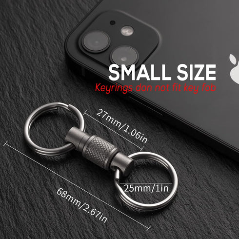 FEGVE Titanium Quick Release Swivel Keychain, Pull Apart Detachable Keychain Heavy Duty Car Key Holder with 4 Stainless Steel Key Rings-1pcs...