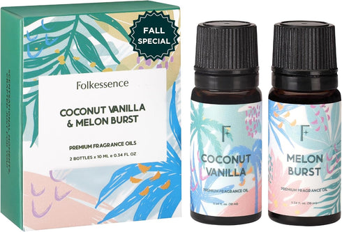 Folkulture Essential Oils Set of 2 | Fall Essential Oils for Diffusers for Home, Diffuser Oils Scents for Home, Oil Diffuser Essential Oils, Vanil...