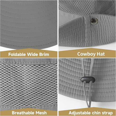 ZOORON Sun Hats for Men Women, Wide Brim Bucket Hat UV Protection Foldable Boonie Hat for Fishing Hiking Garden Safari Beach...