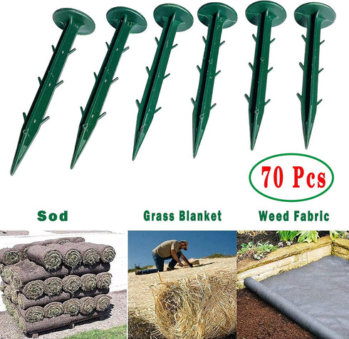 70 Pcs 4.3 inch HPDE Plastic Garden Stakes High Strength Anchors Plastic Landscape Anchoring Spikes for Keeping Garden Netting Down Fixing Fence F...