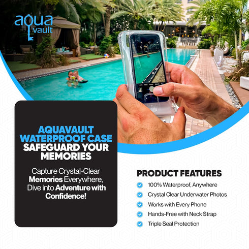 AquaVault 100% Waterproof Floating Smart Phone Case & Money Pouch - Fits All Phones - Made from Premium Heavy Duty PVC for Added Drop Protection -...