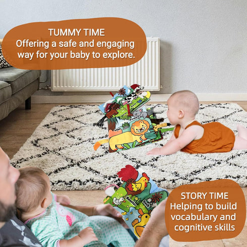 Baby Books, Tummy Time Cloth Toys, 0-6 Months Touch and Feel Sensory Book for Girls 6 to 12 Months, Early Learning Stroller Car Seat Toy, Newborn ...