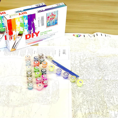 LVIITIS Paint by Number Kits for Adults Beginner and Kids, Mushroom Acrylic Oil Painting on Canvas,Drawing Paintwork with Paintbrushes,Arts Craft ...