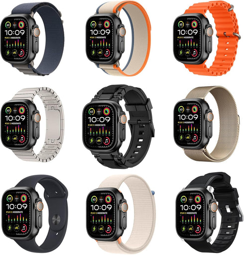 amBand Metal Case Screen Protector for Apple Watch Ultra 2/Ultra 49mm, W3 Rugged Bumper Thin Frame + 9H Tempered Glass Film + Ceramic-Like Back Co...