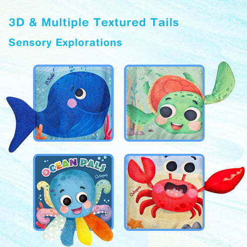 Baby Books Toys 6-12 Months - Baby Musical Toys Newborn Montessori Toys for Babies - Soft 3D Activity Cloth Tummy Time Book - Infant Early Develop...
