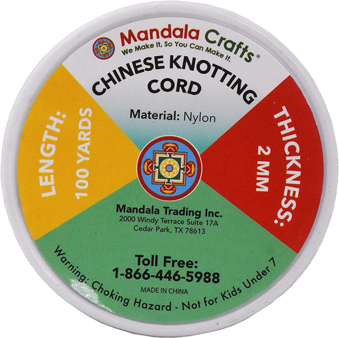 Mandala Crafts Nylon Satin Cord - 2mm Rattail Baby Blue String, 100 Yds Chinese Knotting Cord for Jewelry Making, Macrame Trim...