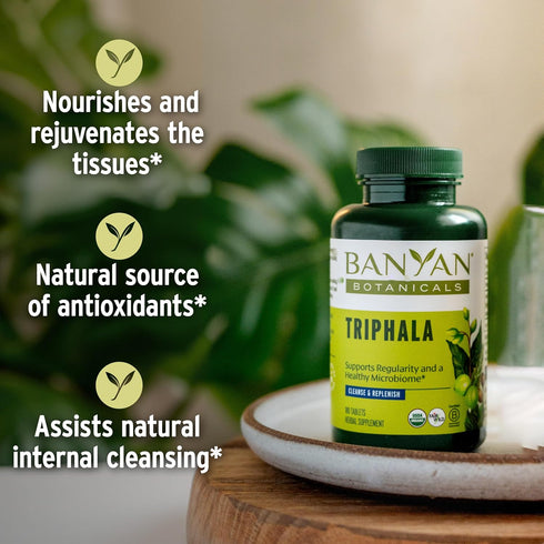 Banyan Botanicals Triphala Tablets - Organic Triphala with Amla, Haritaki & Bibhitaki – for Digestion, Elimination & Healthy Gut Microbiome* – 180...