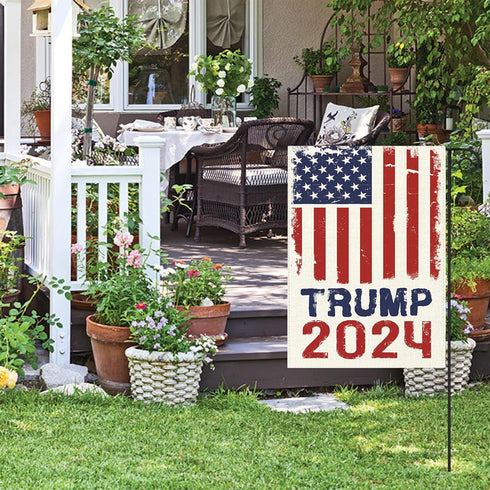 Trump 2024 Flag 12x18 Double Sided Garden Flag American Patriotic USA Flag - Take America Back Garden Flags for Outside Lawn Decor Yard Flag for D...