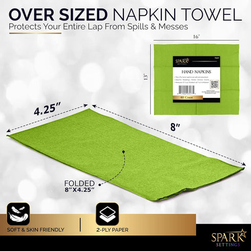 Dinner Napkins Disposable Guest Towels, Kiwi Beverage Napkins Soft and Absorbent Paper Napkins Dinner Size for Party, Wedding, 8” x 4.5” 2 Ply Par...