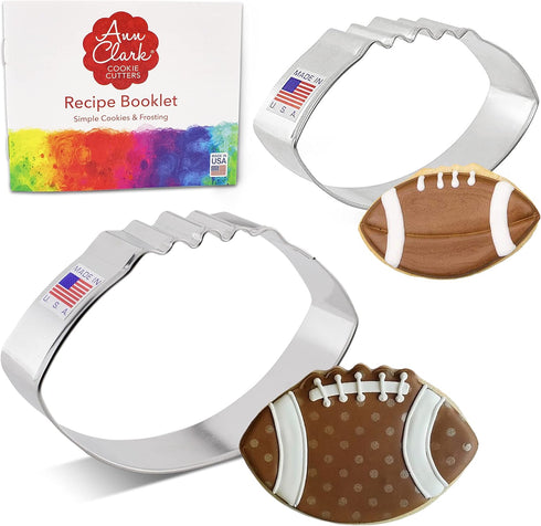 Football Cookie Cutters 2-Pc Set Made in USA by Ann Clark, 4.5", 3.5"...