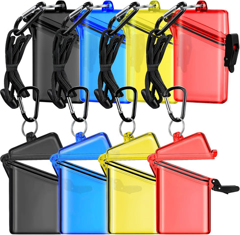 8 Pack Waterproof ID Card Badge Holder Case Multicolour ID Holder Waterproof Card Holder for Swimming with Lanyard and Keychain for Id Badges Cred...