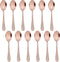 E-far 12-Piece Copper Coffee Spoons, 6-Inch Stainless Steel Espresso Spoons, Small Metal Spoons for Coffer/Sugar/Tea, Hammered Design & Rust Free,...