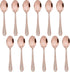 E-far 12-Piece Copper Coffee Spoons, 6-Inch Stainless Steel Espresso Spoons, Small Metal Spoons for Coffer/Sugar/Tea, Hammered Design & Rust Free,...