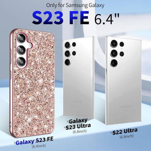S23 FE Glitter Case for Samsung Galaxy S23 FE 5G Phone Case for Women Girls, Slim Ultra Thin Matte Back Shockproof Protective Cover for Samsung S2...