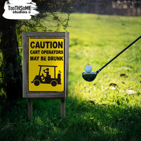 Caution Cart Operators May Be Drunk 12" x 8" Funny Tin Sign Golf Accessory Clubhouse Decor Man Cave Sports Bar Wall Art...