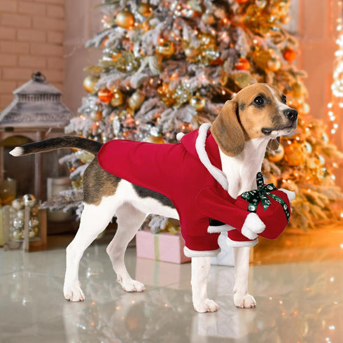 NACOCO Christmas Dog Hoodie Costume - Pet Gift Carrying Style Coat Clothes Christmas Santa Funny Apparel Outfit Winter Warm for Medium Dog Party A...