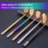 Metal Chopsticks Reusable 5 Pairs Multicolor Stainless Steel Chopsticks Dishwasher Safe Square Lightweight Non-Slip Chop Sticks Present Set...