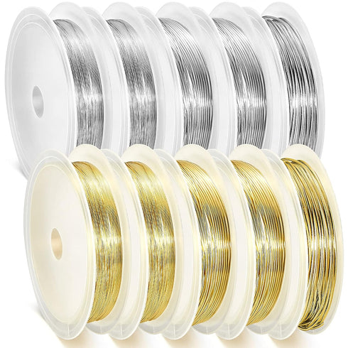 10 Roll 5 Size Jewelry Wire 18, 20, 22, 24, 26 Gauge Craft Jewelry Beading Wire Jewelry Making Supplies Bendable Tarnish Resistant Copper Beading ...