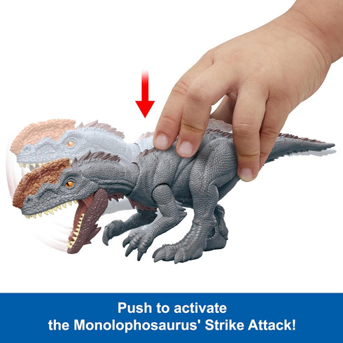 Mattel Jurassic World Strike Attack Monolophosaurus Dinosaur Action Figure Toy with Single Strike Action, Movable Joints, Physical & Digital Play...