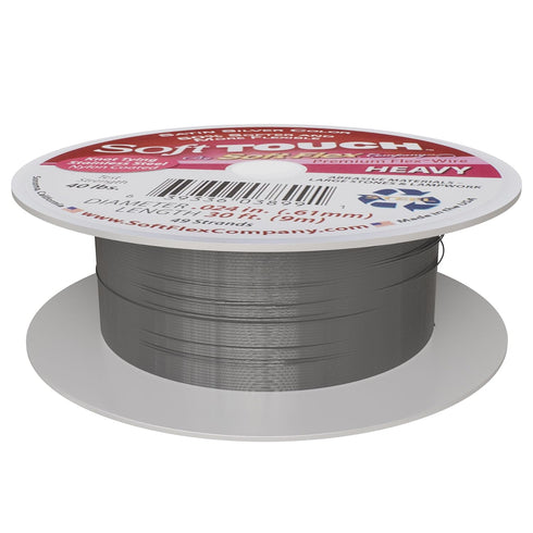 Soft Flex 49 Strand Stringing Wire - Flexible Braided - Heavy 0.24 Diameter - Jewelry Making Bead Wire - Satin Silver...