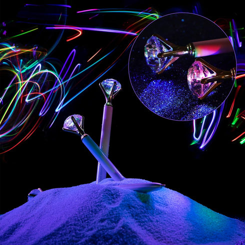 16 Pcs LED Diamond Pen Light Up Diamond Ballpoint Pen Bling Rhinestone Metal Pen Diamond Pen Rose Gold Black Ink for Office Supplies Decorations W...