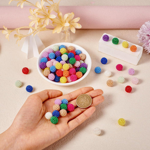 Beadthoven 195Pcs 12mm Mermaid Beads Plastic Red Bayberry Beads Mixed Color Round Chunky Bubblegum Beads Bulk Loose Spacer Beads Bubble Beads for ...