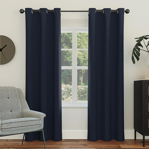 Sun Zero Easton Energy Saving Blackout Grommet Curtain Panel, 40" x 63", Navy Blue...