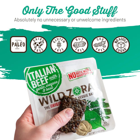 Wild Zora Meat & Veggie Bars, Variety 5-Pack, Natural Pork, Beef, Lamb, & Turkey Jerky Snacks, Healthy Paleo Snacks, AIP Friendly Options, Gluten ...