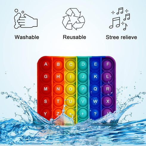 Alphabet Pop Fidget Toy Letters ABC Numbers Learning and Educational Toys Square Sensory Toys Popper Games Gifts for Kids ADHD Autism 2 Packs Doub...