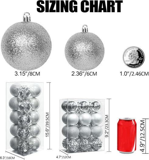 Lulu Home Christmas Ball Ornaments, 20 Ct 3.15" Pre-Strung Hanging Ornament Decorations, Xmas Shatterproof Plastic Balls for Holiday Party Wreath ...
