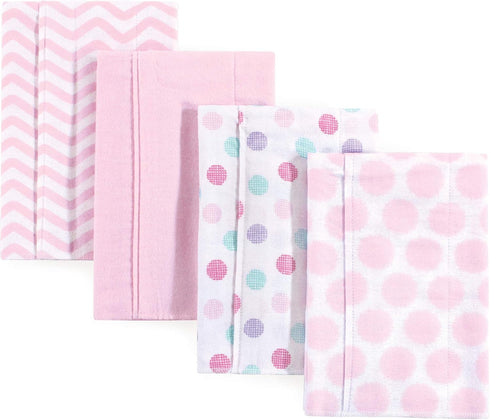 Luvable Friends Unisex Baby Cotton Flannel Burp Cloths, Pink Dots Chevron, One Size...