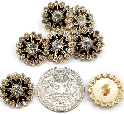 Black Enamel Hearts Circle Sewing Shank Buttons 20 Pcs - 18mm, 23/32"...