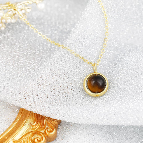 Dainty Healing Crystal Ball Lucky Bead Necklace 18K Gold Plated Chain for Women, Simple Rose Quartz Chakra Gemstone Beaded Necklaces...