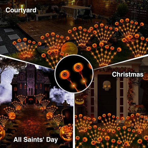 Scary Eyeballs Solar Halloween Lights Outdoor,2PACKS 12LED Halloween Decorations with 3D Floating Scary Eyeballs Magic Lights,Solar Spooky Lights ...