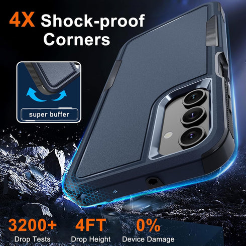 for Samsung Galaxy A15 5G Case, Full Body Heavy Duty Rugged Shockproof Protective Phone Cover with Lanyard Strap, Tempered Glass Screen Protector ...