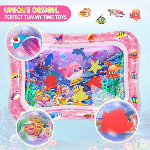 Infinno Tummy Time Mat Premium Baby Water Play Mat for Infants and Toddlers Baby Toys for 3 to 24 Months, Strengthen Your Baby's Muscles, Pink The...