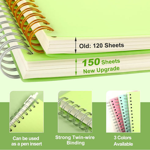 CAGIE Spiral Notebook College Ruled - 5 Subject Spiral Notebook with Tabs Dividers, 300 Pages A5 Small Spiral Notebook 5x7, Hardcover 5 Subject Co...
