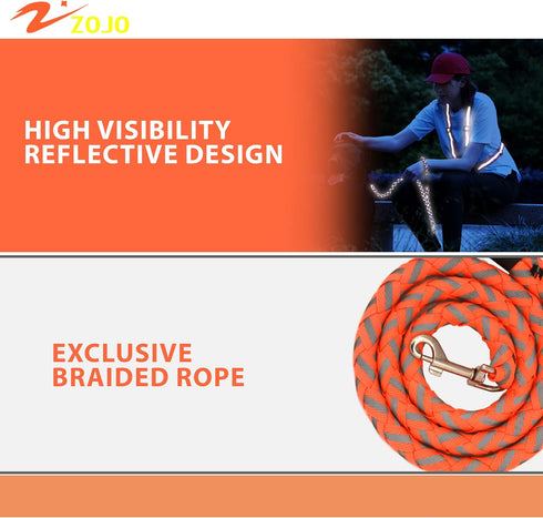 zojo Reflective Dog Leash, light weight Heavy Duty Braided Nylon Dog Training Leash for Small Medium Large Dogs (1pc-Neon Orange, S-0.6" x 4FT (2....