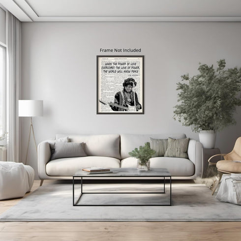 Posterizer 1 pcs-Graffiti Jimi Hendrix Quote-Power of Love-Musical Art Collection-Urban Art- decor for Bedroom, Office, Living Room - unframed wal...