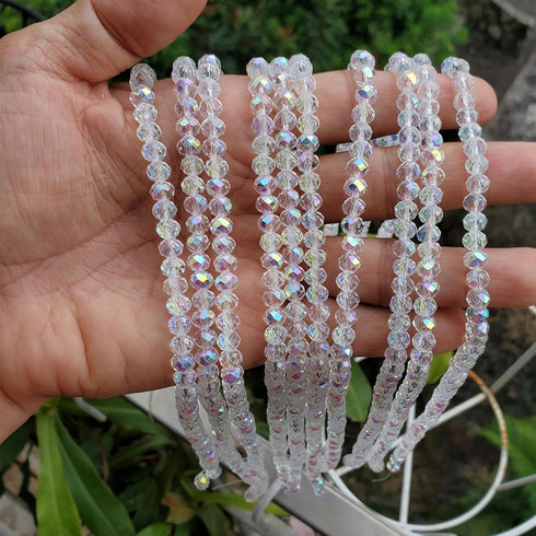 6mm White Rondelle Glass Beads for Jewelry Making 720pcs Faceted Briolette Shape Crytal Spacer Beads Assortments Supplies Accessories for Bracelet...