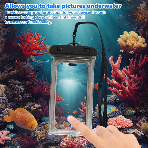 Floating Waterproof Phone Pouch Underwater Dry Bag Cell Phone Case Cellphone Dry Bag with Lanyard D1-CQSJD (Black)......