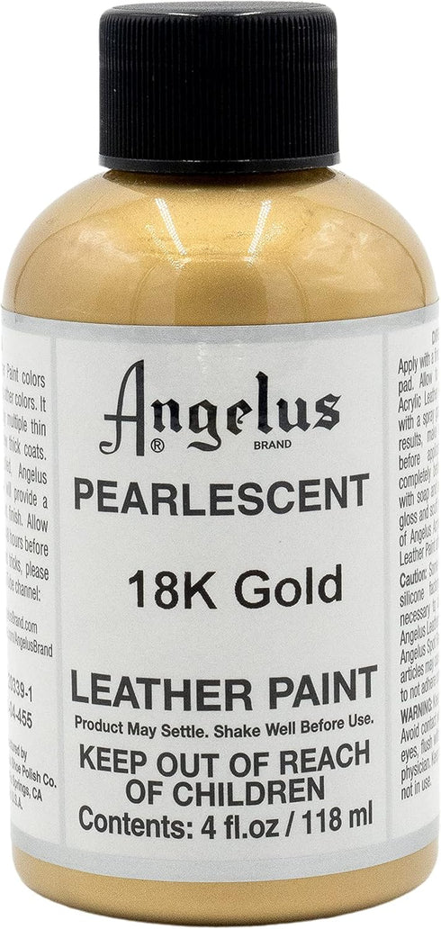 Angelus Pearlescent Leather Paint, 18k Gold, 4oz for Customizing Shoes, Boots, Jackets, Shirts, Sneakers, & More- Made in USA...