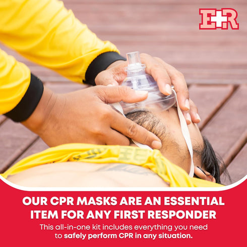 Adult and Infant CPR Mask Combo Kit – Includes 2 CPR Masks with One-Way Valves, Pair of Vinyl Gloves, 2 Alcohol Prep Pads – Portable Emergency CPR...