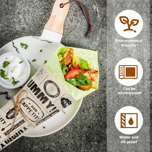 Newsprint Wax Paper Sheets Newspaper Theme Food Wrap Paper Grease Resistant Tray Liners Waterproof Wrapping Tissue Food Picnic Paper for Home Kitc...