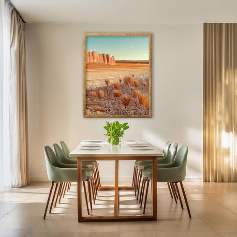 Posterizer 1 pcs-A mystical desert scene with a crescent moon-Landscape & Nature Art-Workplace & Office Art-Living Room Bedroom Decor- unframed wa...