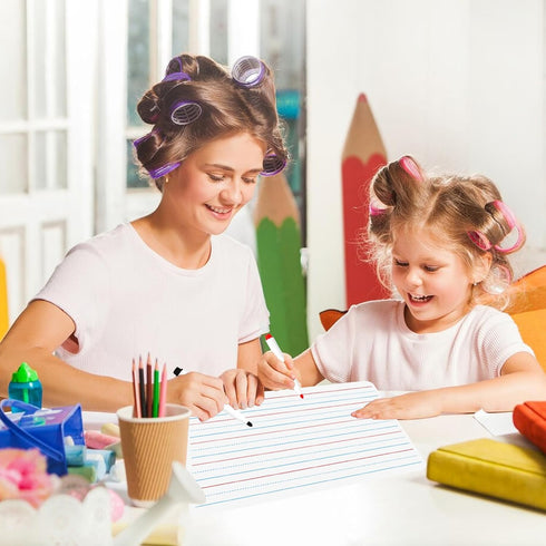 2 Pack Small White Board Set - Double Sided Dry Erase Ruled Lap Boards 9x12 Lined Whiteboard for Kids Student Learning for Student and Classroom U...