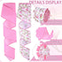 2 Rolls 20 Yards Pink Floral Wired Edge Ribbon Magnolia Flower Printed Burlap Ribbon for Gift Wrapping Bow Wreath Making for Birthday Wedding Craf...