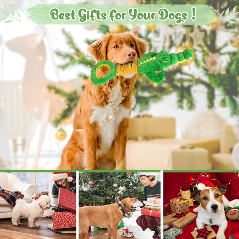 Large Dog Toys, Plush Squeaky Dog Toy with Crinkle Paper and Tug of War Handle, Interactive Puppy Toys for Small, Medium and Large Dogs...