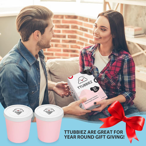 Ice Cream Containers (2 Pack - 1 Quart Each), Freezer Containers for Homemade Ice Cream Storage - Pink...